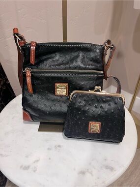 Dooney & Bourke Black Leather Crossbody with Matching Coin Purse